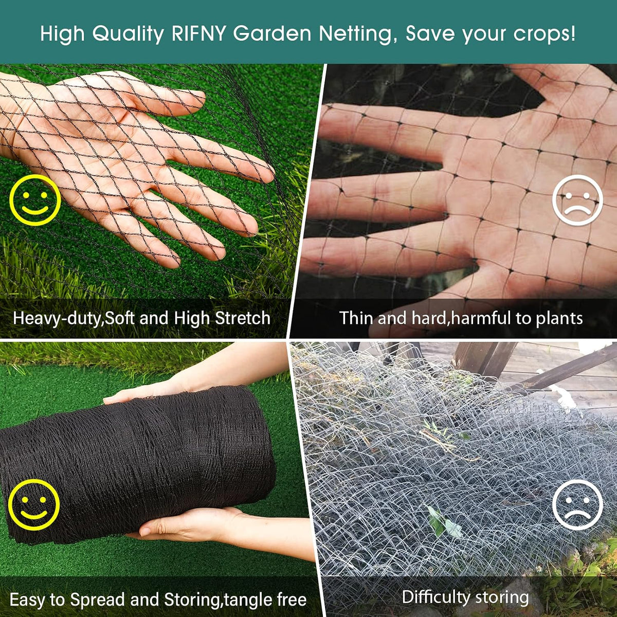 Bird Netting for Garden Protection, 13 x 40FT Anti Bird Mesh Garden Netting