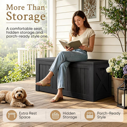 120 Gallon Deck Box Resin Outdoor Storage Box Waterproof