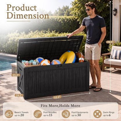 120 Gallon Deck Box Resin Outdoor Storage Box Waterproof