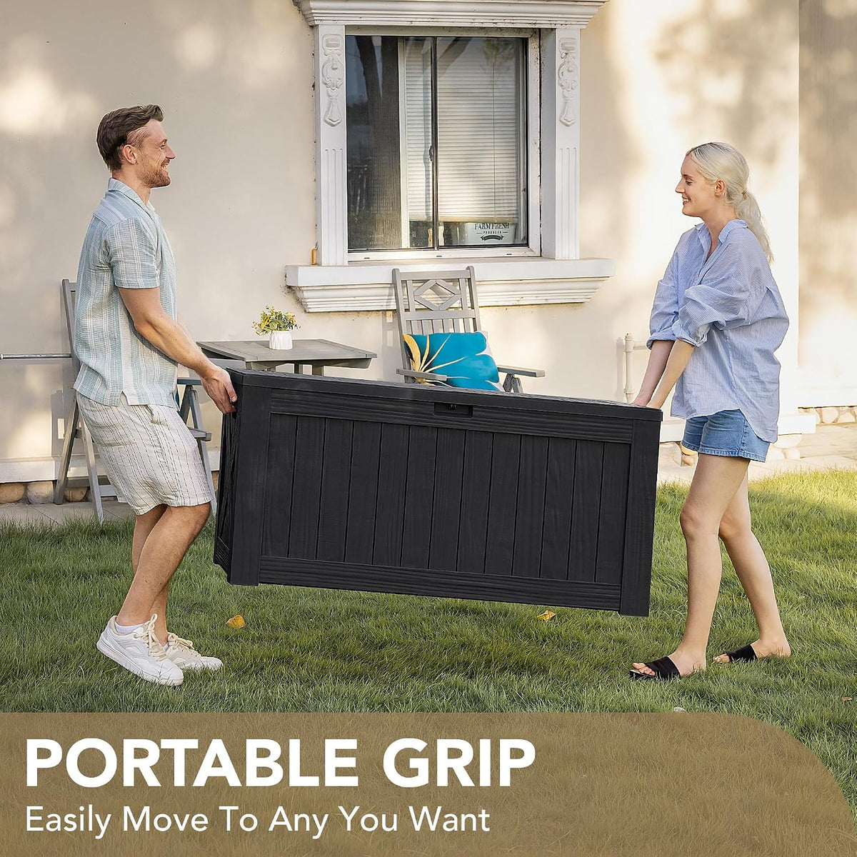 120 Gallon Deck Box Resin Outdoor Storage Box Waterproof