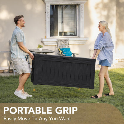 120 Gallon Deck Box Resin Outdoor Storage Box Waterproof