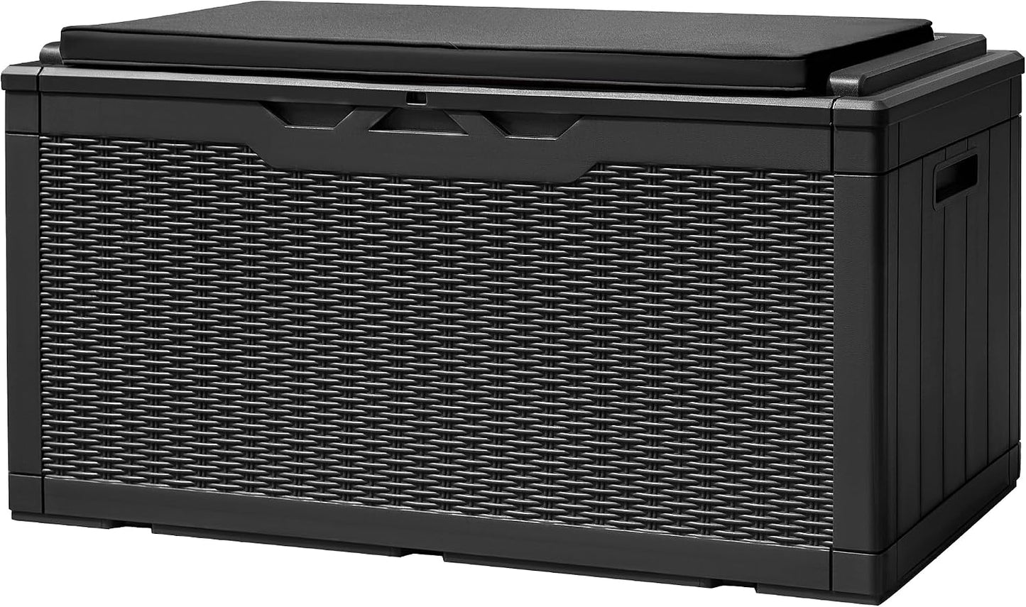 120 Gallon Deck Box Resin Outdoor Storage Box Waterproof
