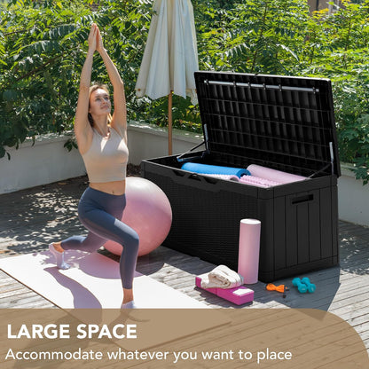 120 Gallon Deck Box Resin Outdoor Storage Box Waterproof