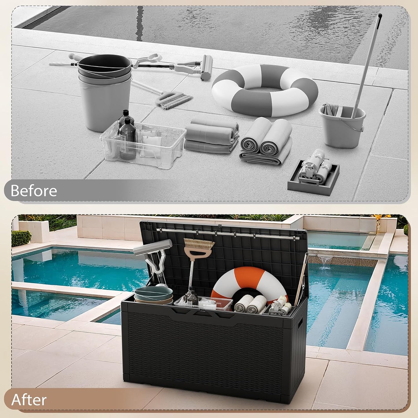 120 Gallon Deck Box Resin Outdoor Storage Box Waterproof