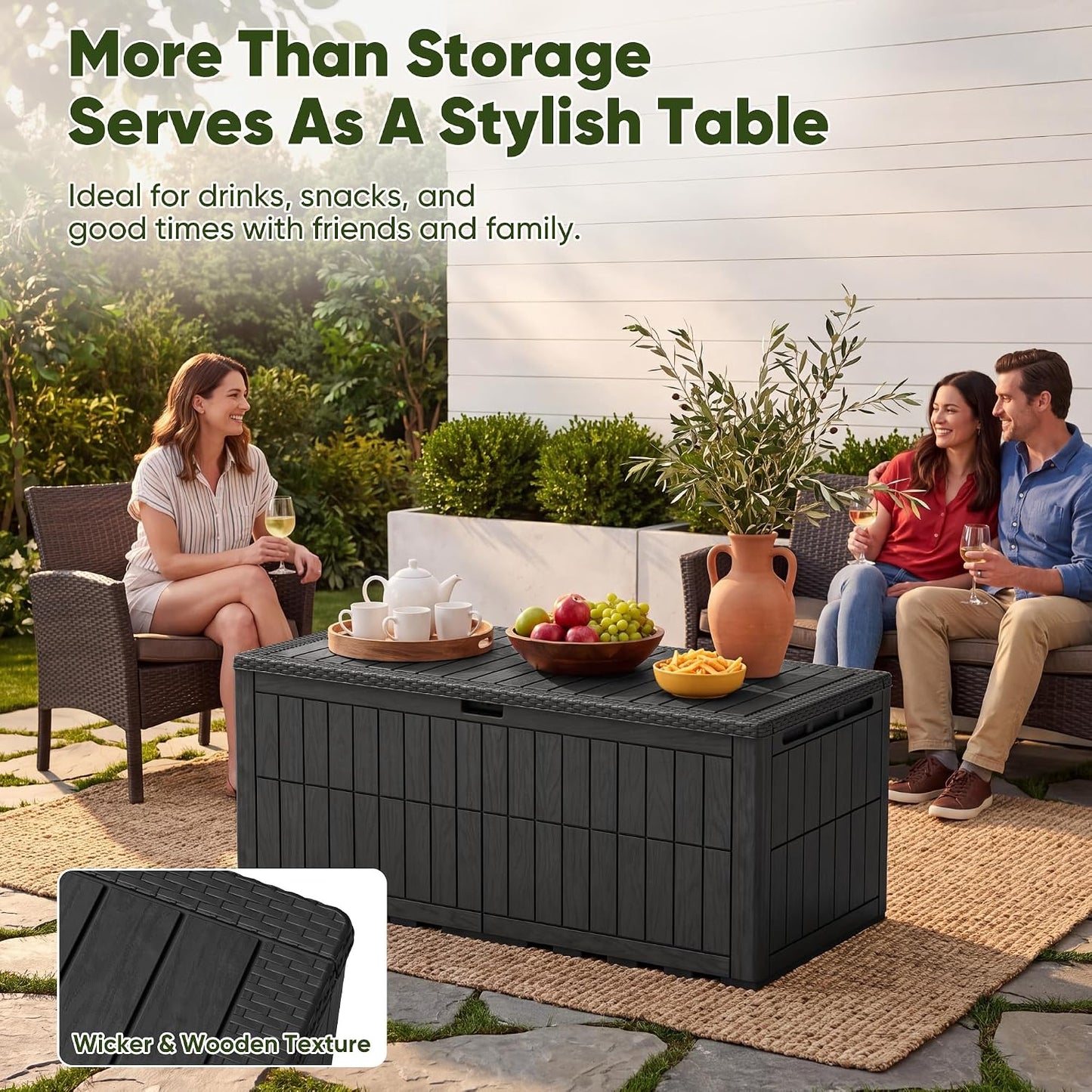 120 Gallon Deck Box Resin Outdoor Storage Box Waterproof