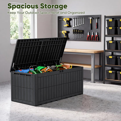 120 Gallon Deck Box Resin Outdoor Storage Box Waterproof