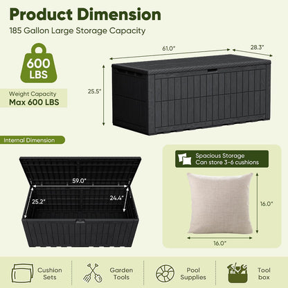 120 Gallon Deck Box Resin Outdoor Storage Box Waterproof