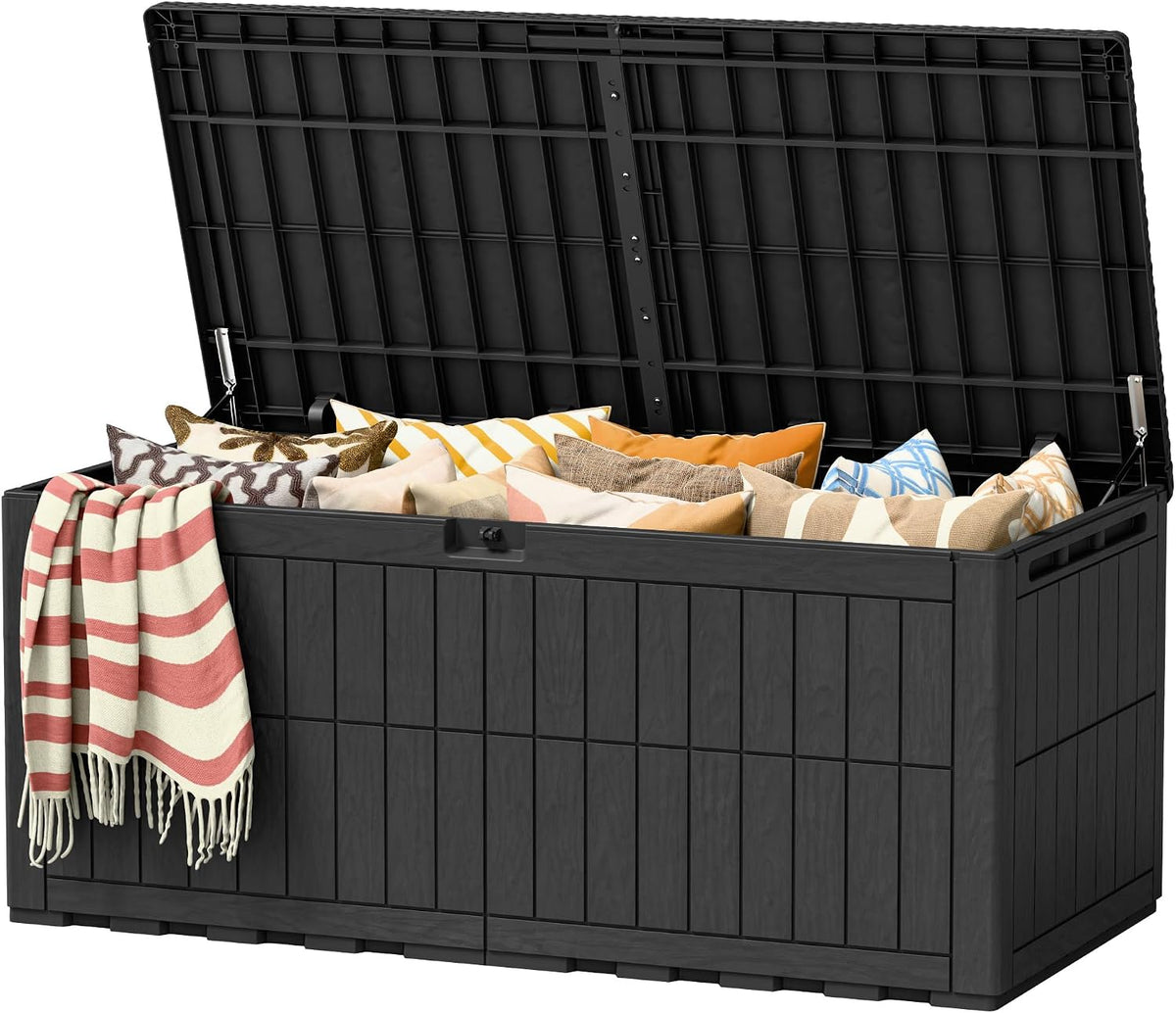 120 Gallon Deck Box Resin Outdoor Storage Box Waterproof