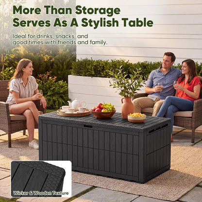 120 Gallon Deck Box Resin Outdoor Storage Box Waterproof
