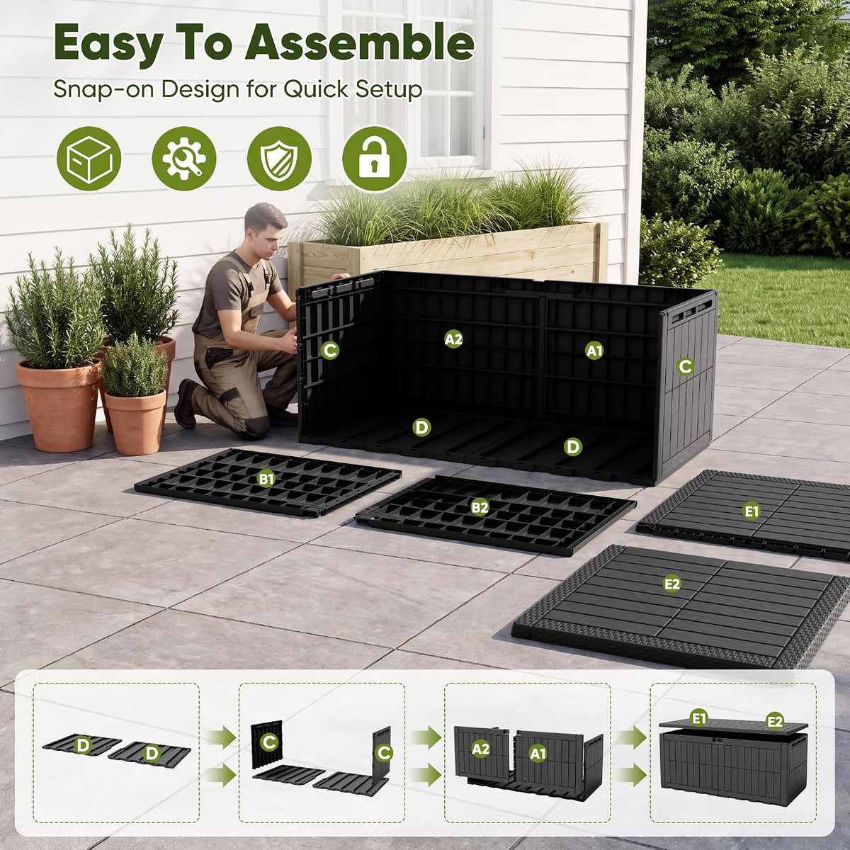 120 Gallon Deck Box Resin Outdoor Storage Box Waterproof