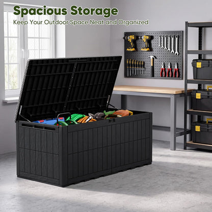 120 Gallon Deck Box Resin Outdoor Storage Box Waterproof