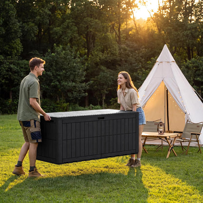 120 Gallon Deck Box Resin Outdoor Storage Box Waterproof