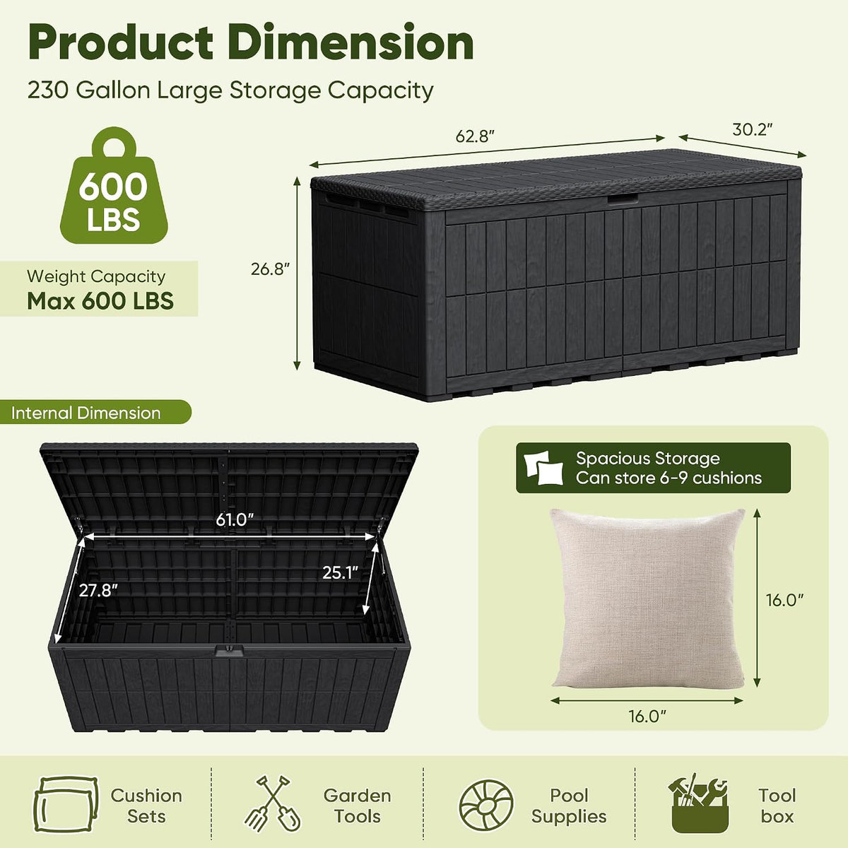 120 Gallon Deck Box Resin Outdoor Storage Box Waterproof