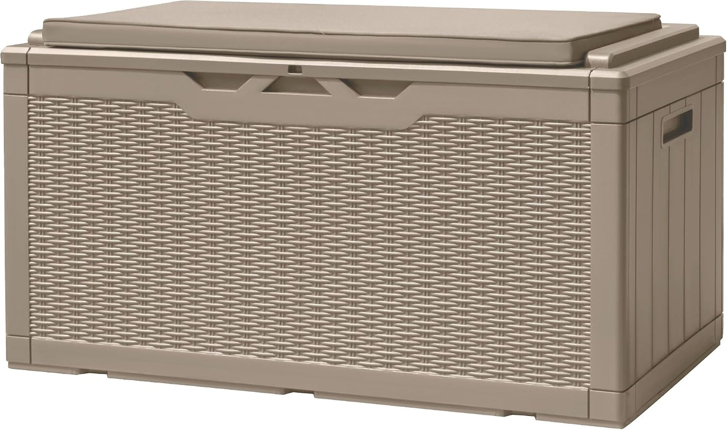 120 Gallon Deck Box Resin Outdoor Storage Box Waterproof