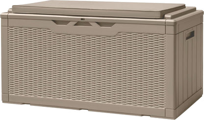 120 Gallon Deck Box Resin Outdoor Storage Box Waterproof