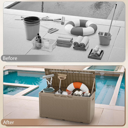120 Gallon Deck Box Resin Outdoor Storage Box Waterproof