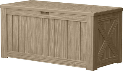 120 Gallon Deck Box Resin Outdoor Storage Box Waterproof