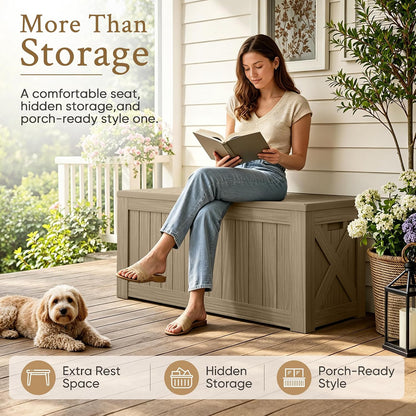 120 Gallon Deck Box Resin Outdoor Storage Box Waterproof