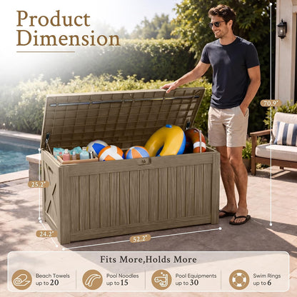 120 Gallon Deck Box Resin Outdoor Storage Box Waterproof