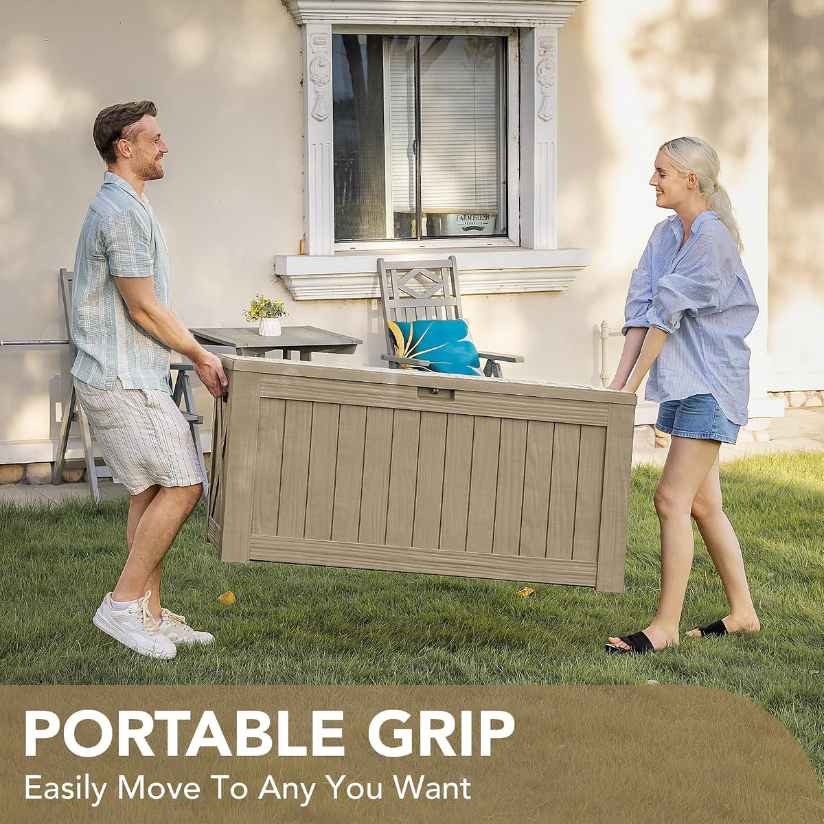 120 Gallon Deck Box Resin Outdoor Storage Box Waterproof