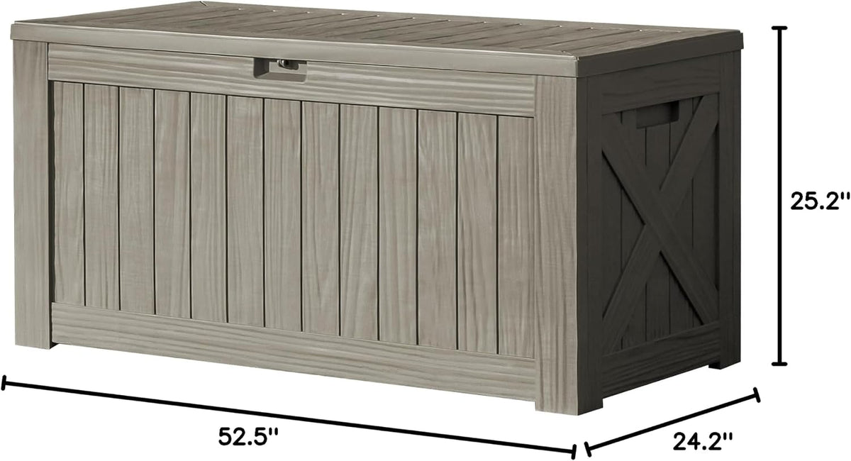 120 Gallon Deck Box Resin Outdoor Storage Box Waterproof