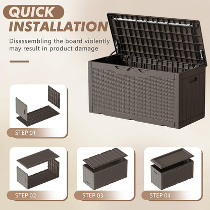 120 Gallon Deck Box Resin Outdoor Storage Box Waterproof