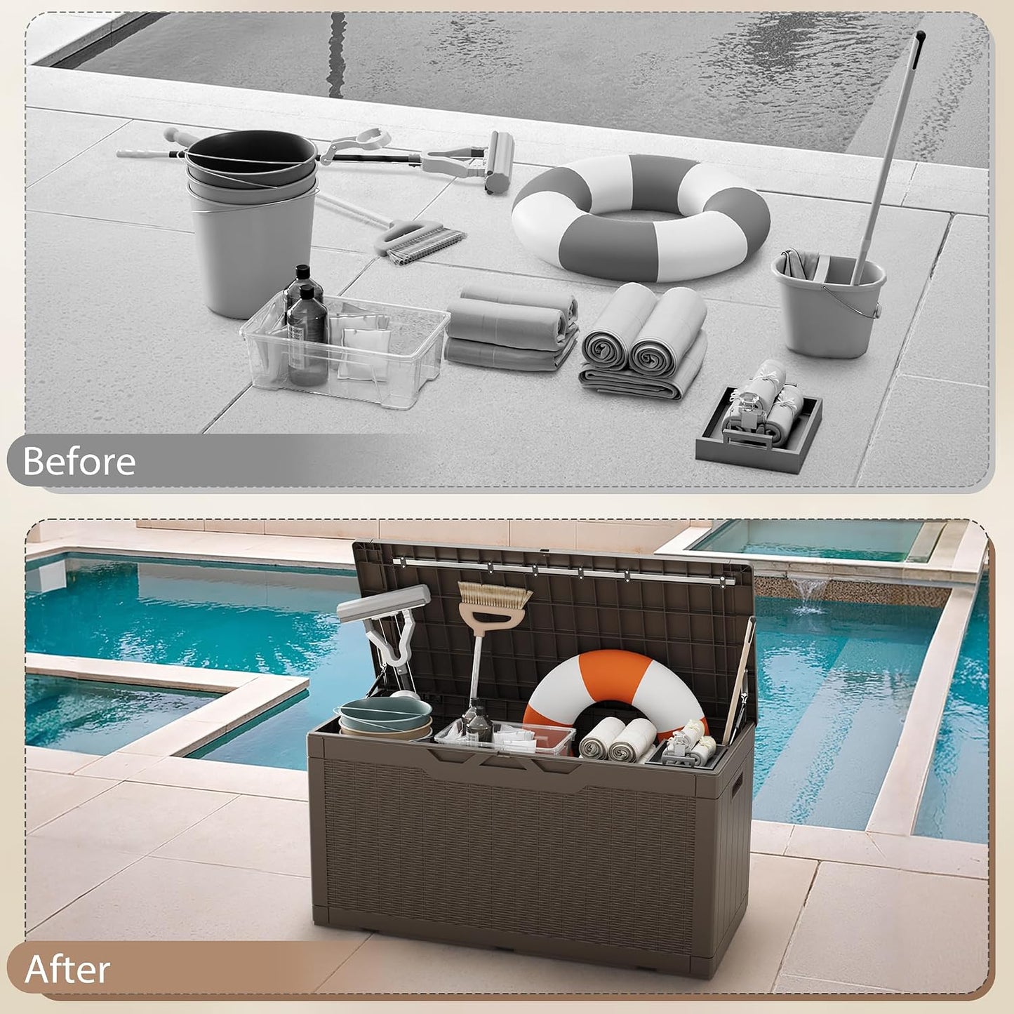 120 Gallon Deck Box Resin Outdoor Storage Box Waterproof