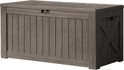 120 Gallon Deck Box Resin Outdoor Storage Box Waterproof