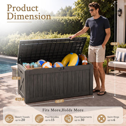 120 Gallon Deck Box Resin Outdoor Storage Box Waterproof