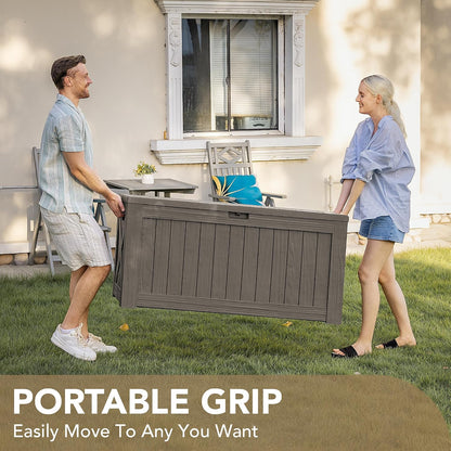 120 Gallon Deck Box Resin Outdoor Storage Box Waterproof