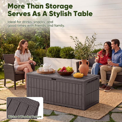 120 Gallon Deck Box Resin Outdoor Storage Box Waterproof