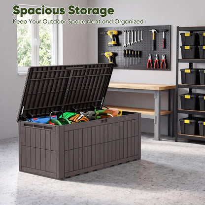 120 Gallon Deck Box Resin Outdoor Storage Box Waterproof