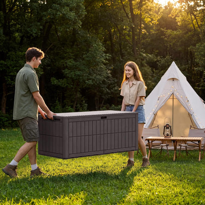120 Gallon Deck Box Resin Outdoor Storage Box Waterproof