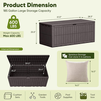 120 Gallon Deck Box Resin Outdoor Storage Box Waterproof