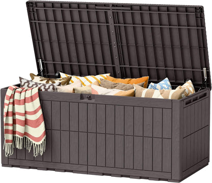 120 Gallon Deck Box Resin Outdoor Storage Box Waterproof