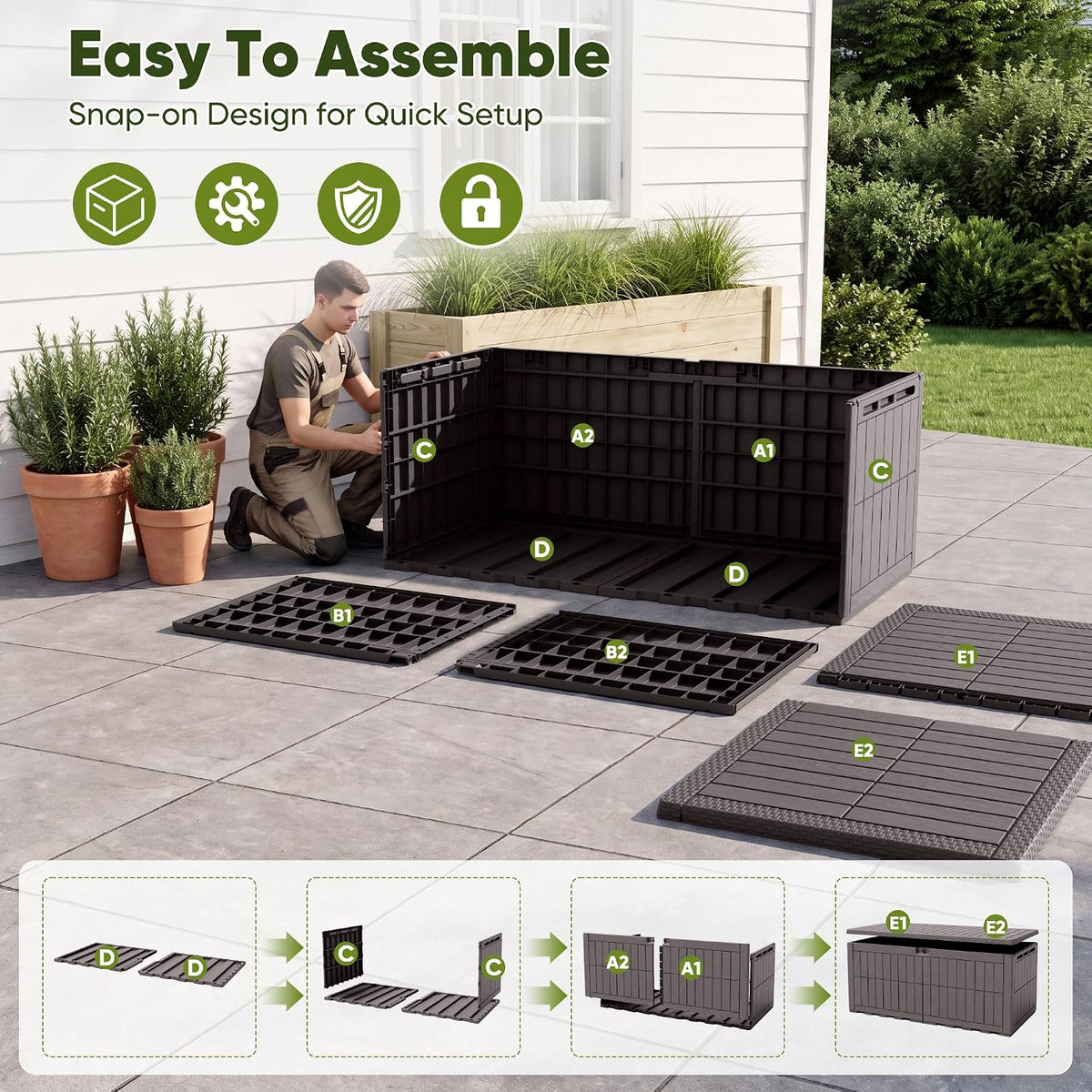 120 Gallon Deck Box Resin Outdoor Storage Box Waterproof