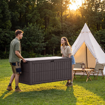 120 Gallon Deck Box Resin Outdoor Storage Box Waterproof