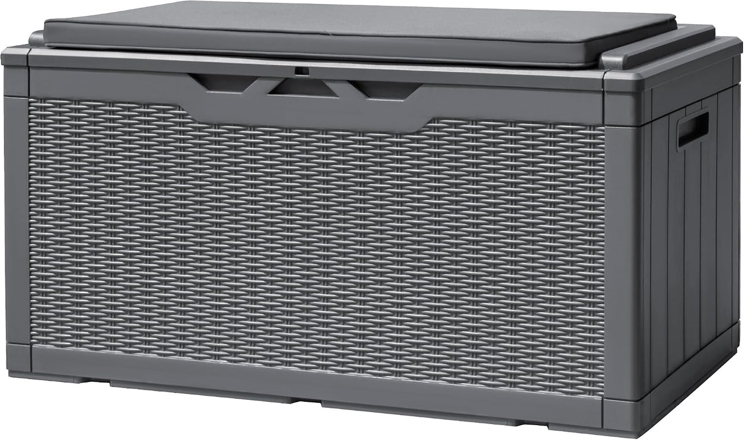 120 Gallon Deck Box Resin Outdoor Storage Box Waterproof