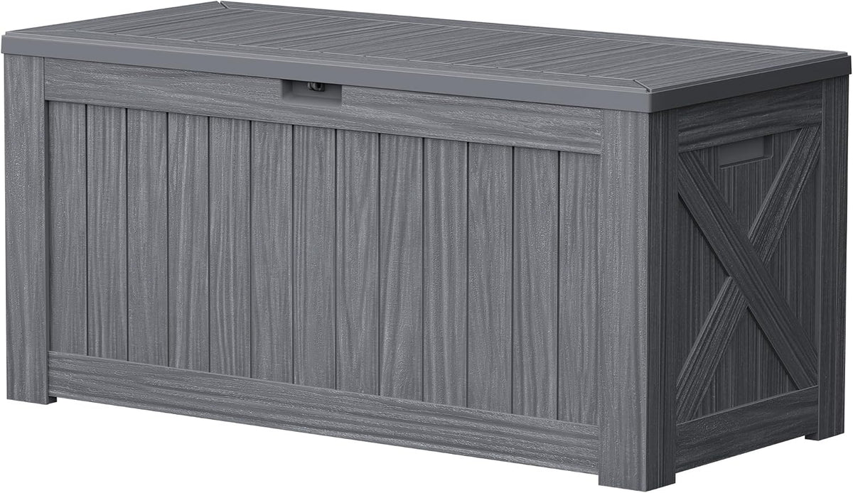 120 Gallon Deck Box Resin Outdoor Storage Box Waterproof