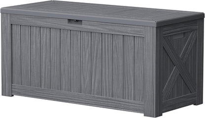 120 Gallon Deck Box Resin Outdoor Storage Box Waterproof