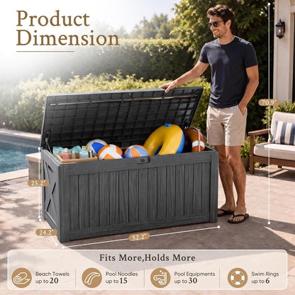 120 Gallon Deck Box Resin Outdoor Storage Box Waterproof
