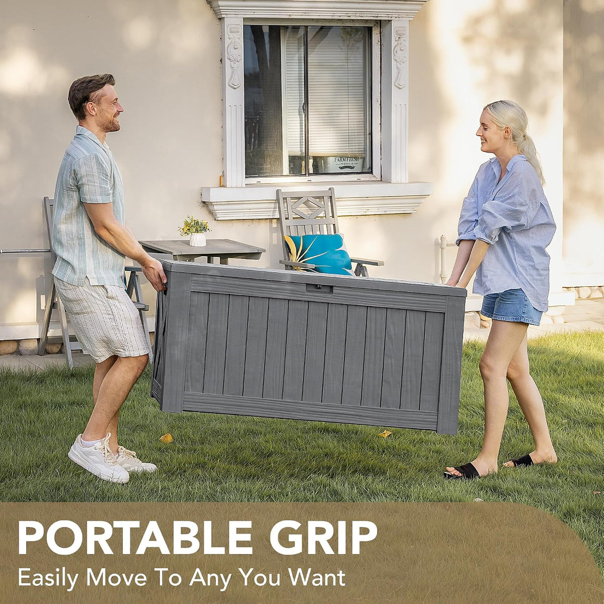 120 Gallon Deck Box Resin Outdoor Storage Box Waterproof