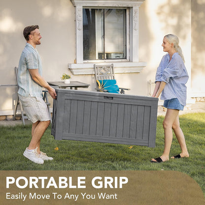 120 Gallon Deck Box Resin Outdoor Storage Box Waterproof