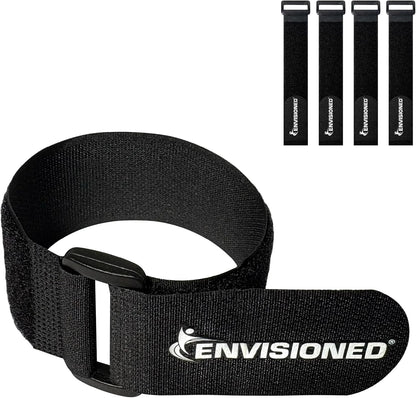 Reusable Cinch Straps 2" x 15" - 6 Pack, Multipurpose Strong Gripping, Quality Hook and Loop Securing Straps (Black) - Colors A
