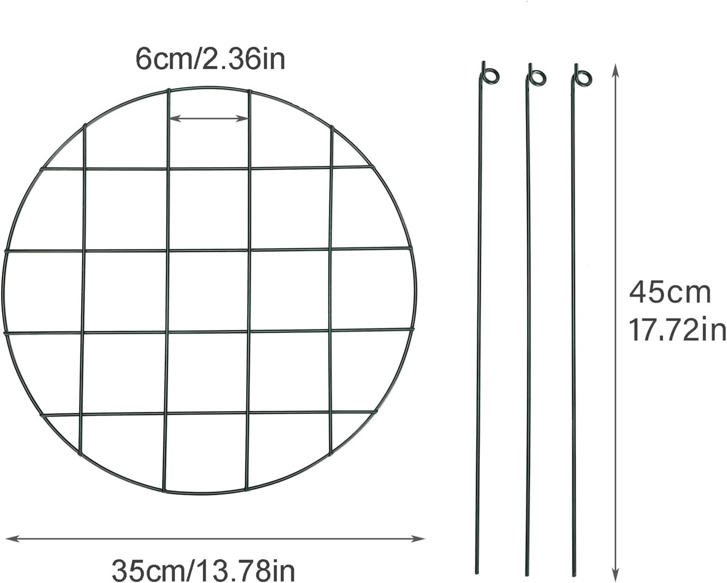 Round Peony Cages and Supports Grow Through Grid Plant Brace, Strawberry Planting Frame,Vine Pillar Metal Garden Stake Frame Flowers Support Rings Hoops for Rose, Tomato, Orchids (#1)