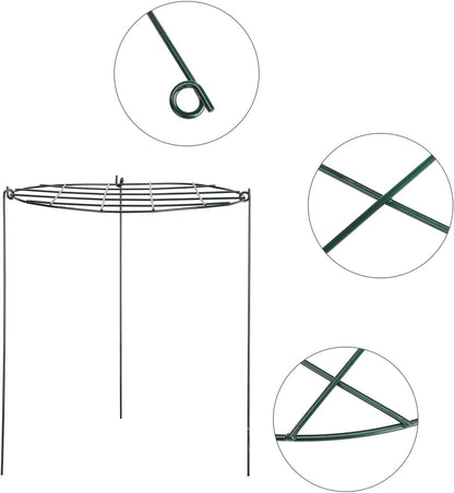 Round Peony Cages and Supports Grow Through Grid Plant Brace, Strawberry Planting Frame,Vine Pillar Metal Garden Stake Frame Flowers Support Rings Hoops for Rose, Tomato, Orchids (#1)