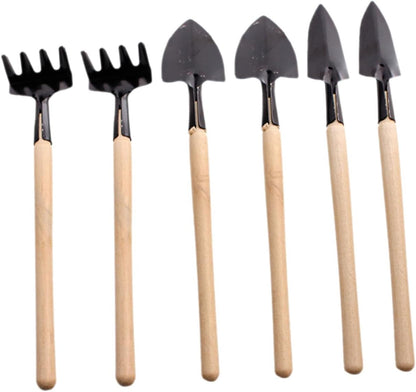 2sets Mini Gardening Tools for Boys and Girls Handle Transplant Shovel Hand Rake Trowel for Flower Vegetable Planting Mini Garden Planter Tools