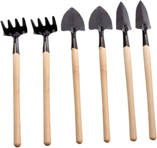 2sets Mini Gardening Tools for Boys and Girls Handle Transplant Shovel Hand Rake Trowel for Flower Vegetable Planting Mini Garden Planter Tools