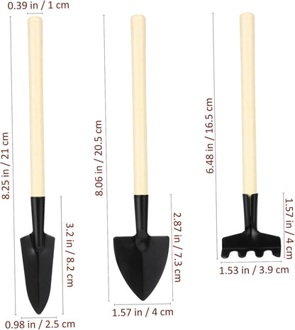2sets Mini Gardening Tools for Boys and Girls Handle Transplant Shovel Hand Rake Trowel for Flower Vegetable Planting Mini Garden Planter Tools