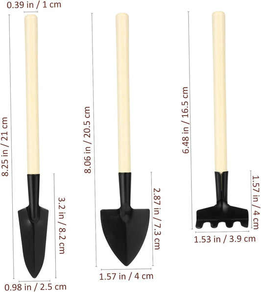 2sets Mini Gardening Tools for Boys and Girls Handle Transplant Shovel Hand Rake Trowel for Flower Vegetable Planting Mini Garden Planter Tools